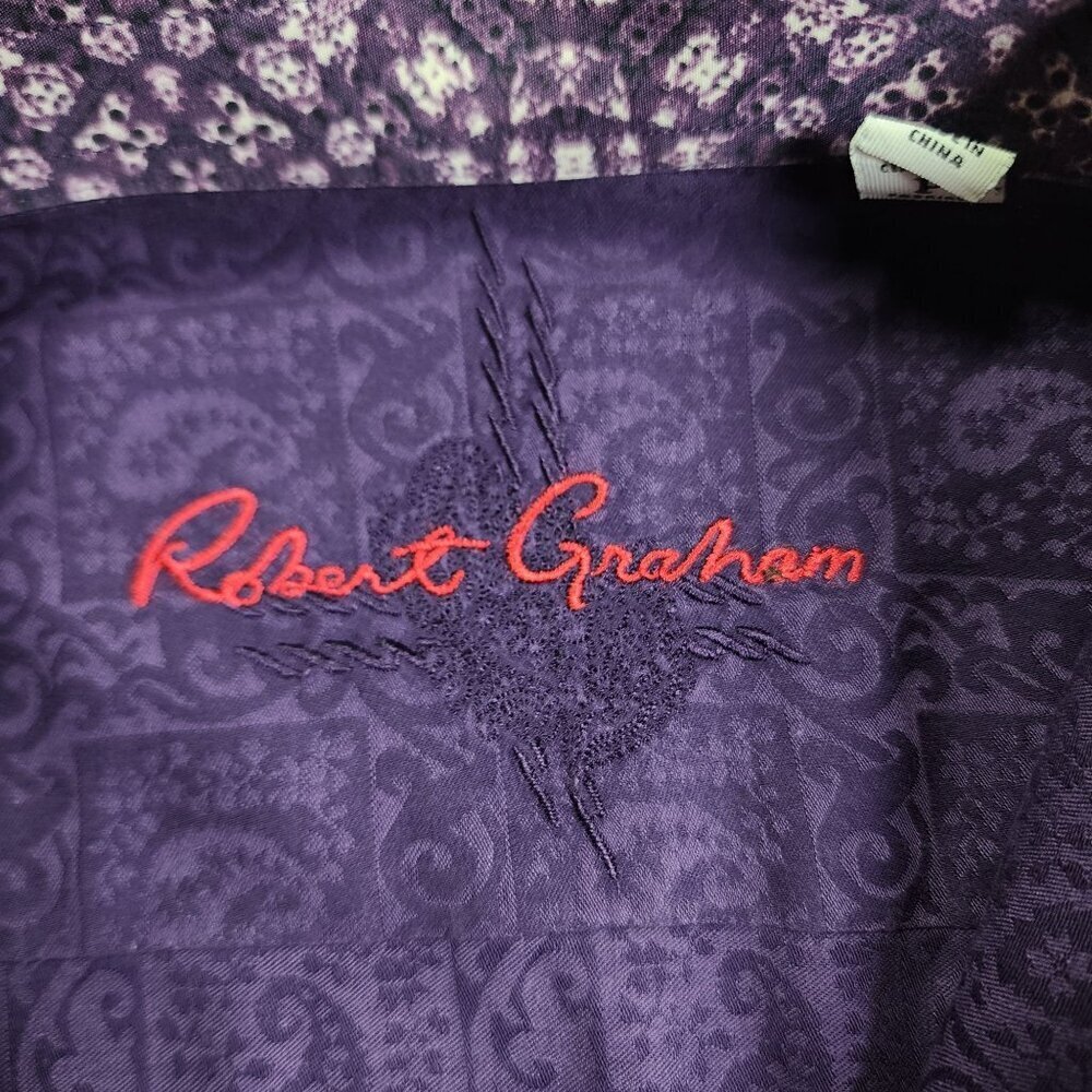 Robert Graham Purple Paisley Long Sleeve Shirt, Men's Small - Picture 8 of 16